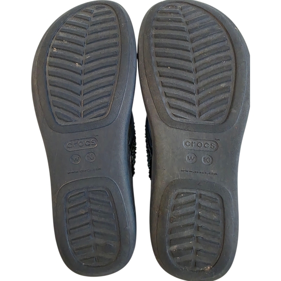 Crocs Monterey Diamante Wedge Flip Sandal Women's Size 10 Navy Blue - Picture 6 of 9